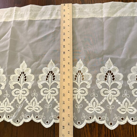 French White Embroidered Valance Curtain 18.5 x 57 Made in France - Picture 8 of 9